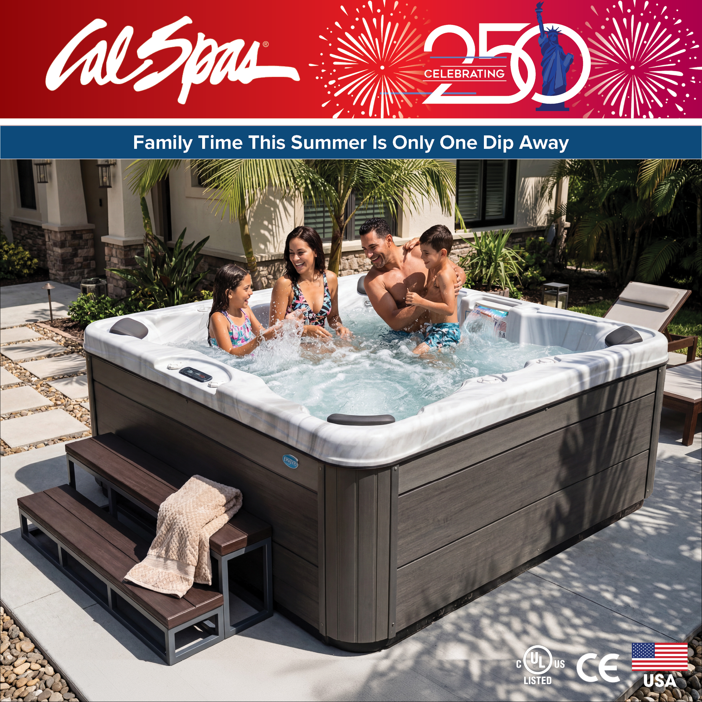 Calspas hot tub being used in a family setting - Margate